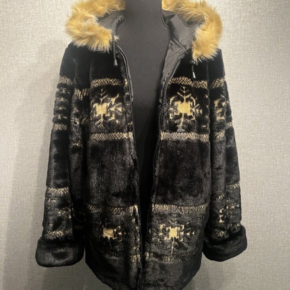 Fur Jacket  Ladies M hooded lined - Picture 3 of 8